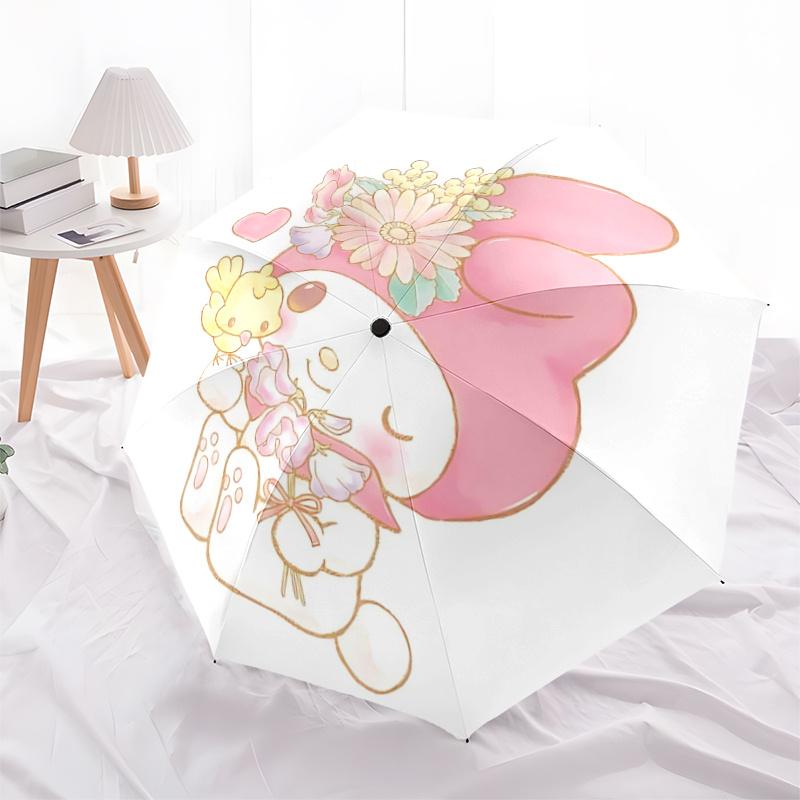 1 шт. Автоматический складной зонт My Melody с цветочным узором - Портативная трехскладная конструкция, 8-реберный железный каркас, уличный зонт, идеальный подарок для