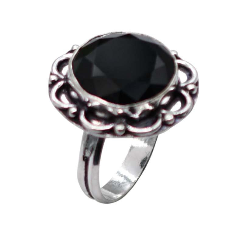 Black Onyx Gemstone Ethnic Handmade Antique Design Ring US Size-10 Z 149