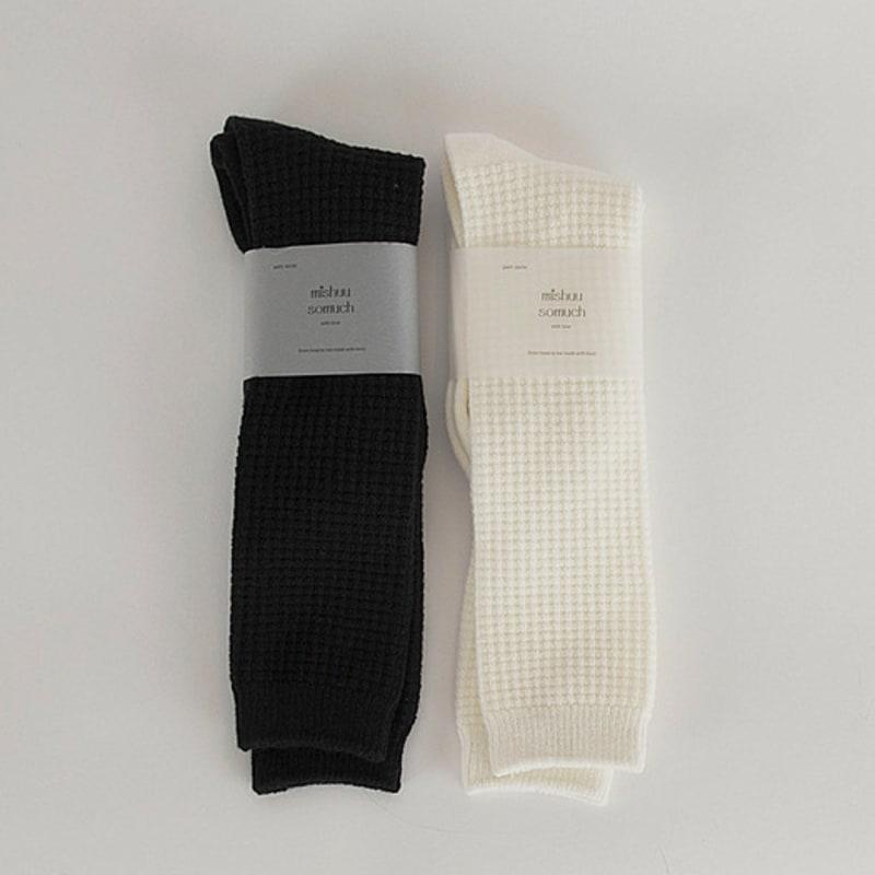 Мисюю сомач мисюю сомач вафельные шерстяные гольфы до колена_2 цвета