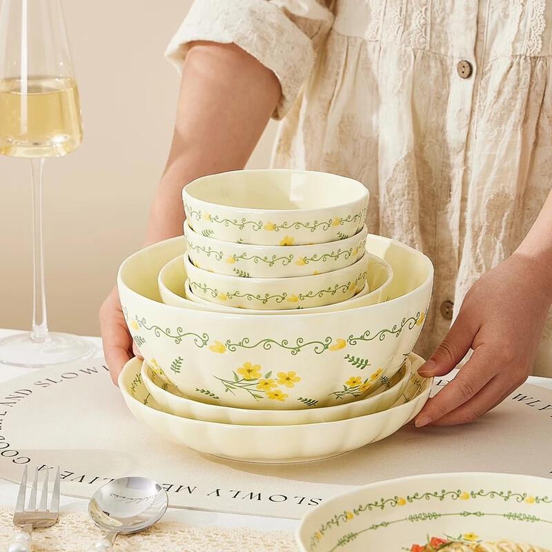 Shangxingzhishi Spring Blossom 43-Piece Underglaze Ceramic Dinnerware Set