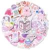50 High-Value Pink Purple Mix And Match Graffiti Stickers Girl Heart Decorative Stickers Diy Diary Hand Account