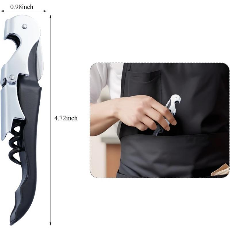 Wine Corkscrew Stainless Steel Wine Opener with Foil Cutter Double Hinged Cork Screw Professional Wine Bottle opener, 7