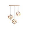 Lishin Modern Solid Wood 3-Head Rectangular Pendant Light