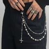Zinc Zinc Zinc Alloy Punk Belt Chain Gothic Tassel Jeans Chain Goth Pearl Waist Chain Steet