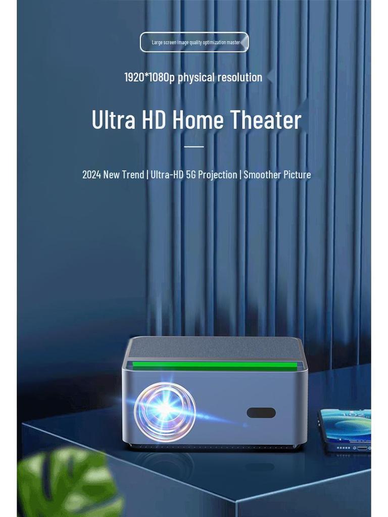 Портативный беспроводной проектор 2025 Ultra-Clear 4K с автофокусом и совместимостью с Android, оптимизированный для проецирования на белую стену.