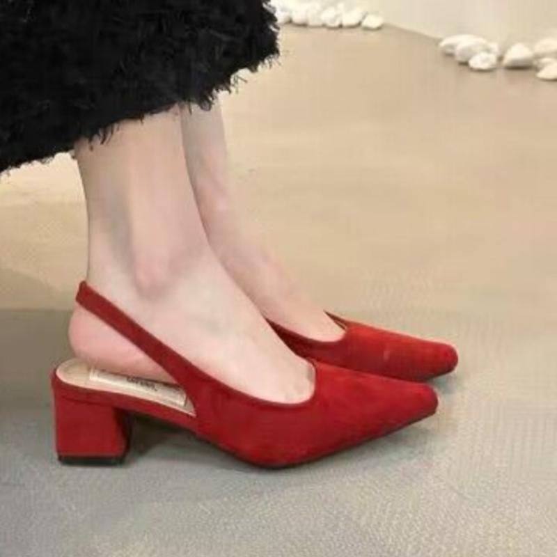 Новинка 2024 года, весна, новые сандалии, модные женские туфли без застежек на щиколотку, туфли-лодочки на низком каблуке для улицы, мюли, туфли-лодочки