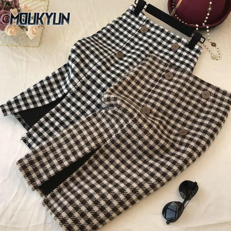 Women Striped Plaid Skirt 2Color S-2XL Ladies Office Short Skirts