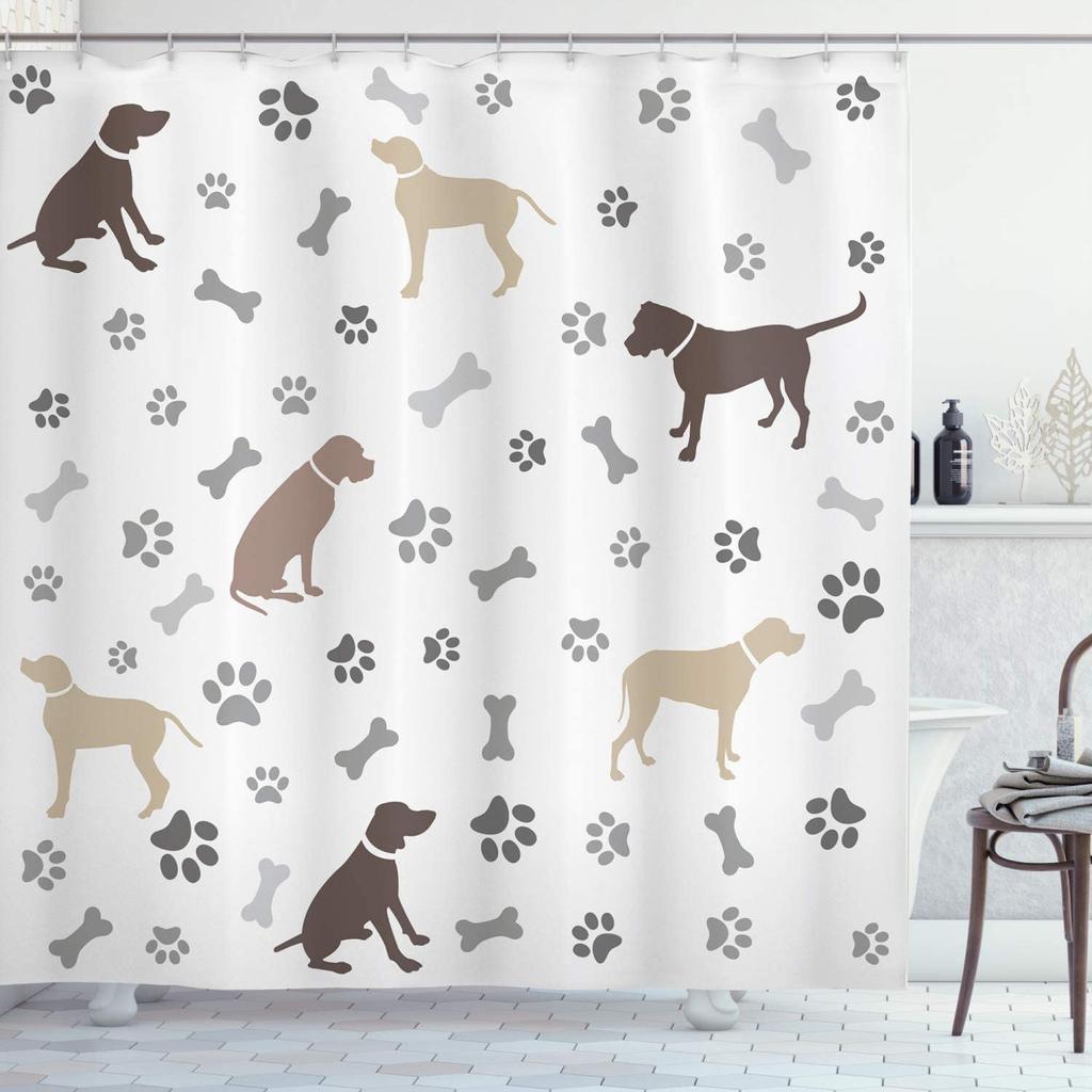 Cartoon Cute Animal Shower Curtain Cat Dog Anime Printed Bathroom Decor 3D Waterproof Bath Fabric Home Curtains For Children