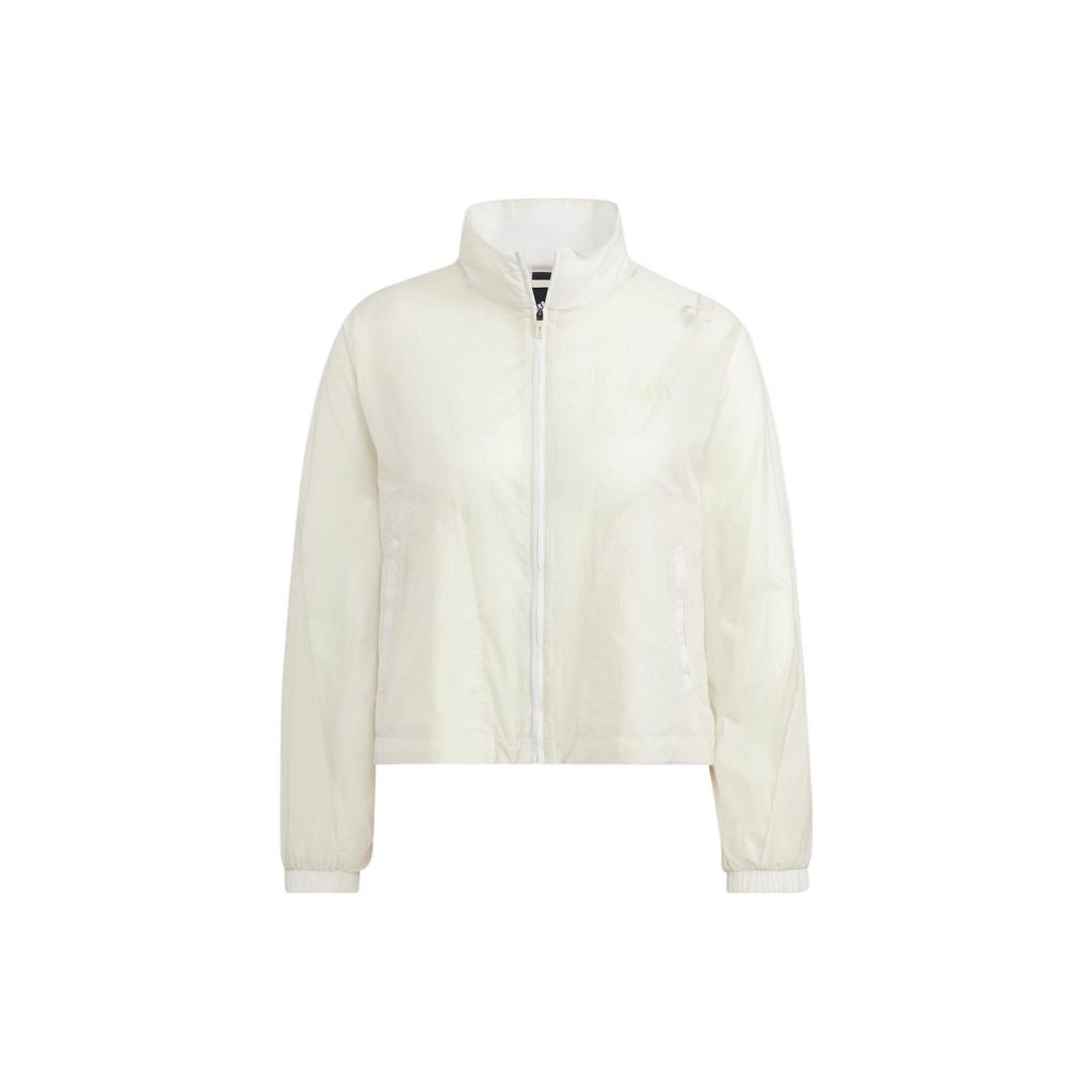 Adidas Wx Wv Jacket T2 Solid Color Side Three Stripes Stand Collar Sports Jacket Women Jacket White HR8406