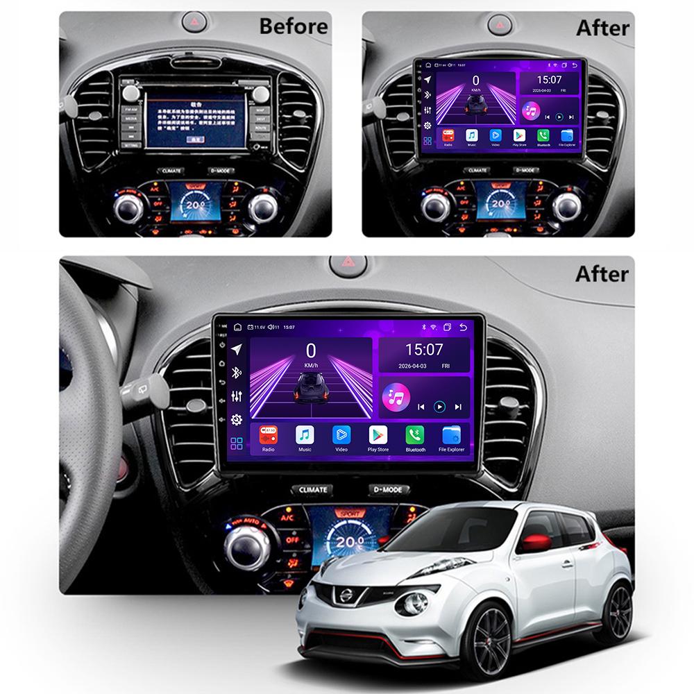 Автомобильная магнитола Android Car-Play для Nissan Juke 2010-2019 Мультимедийный плеер Головное устройство Стерео Навигация GPS BT WIFI, 8 ЯДЕР, 2+32 ГБ