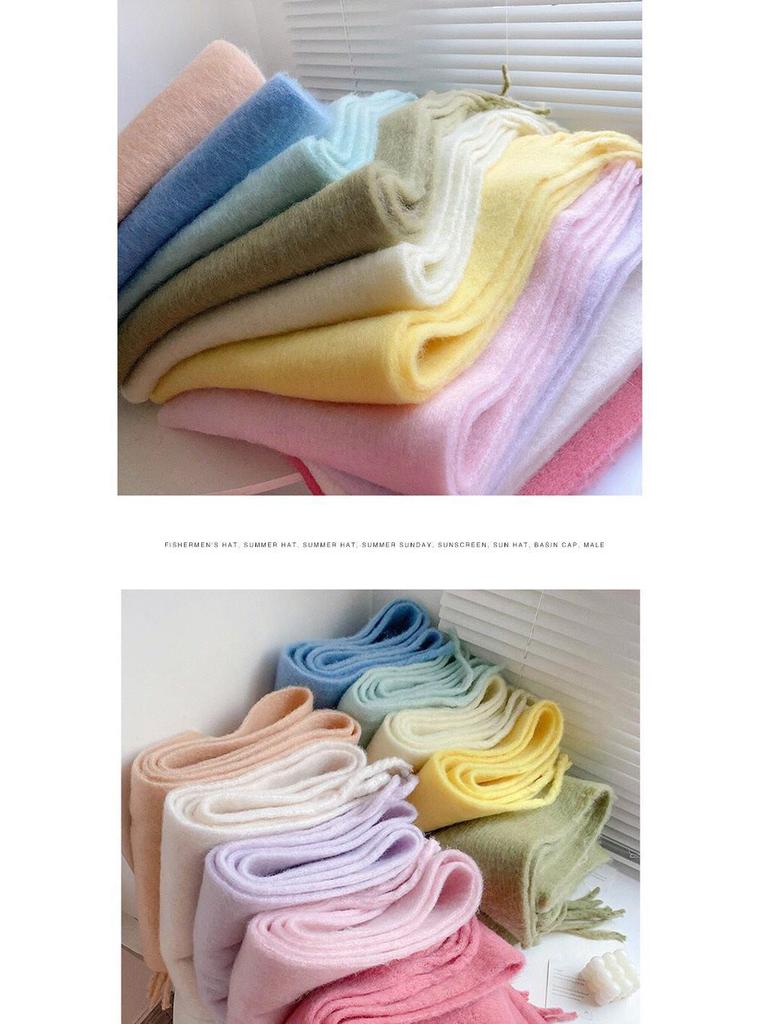 Unisex Mohair Scarf: Solid Color, Warm Winter Shawl