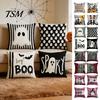 Cute Ghost Print Home Textiles Halloween Cushion Cover, Spooky Skull Throw Pillow 18x18 Seasonal Living Room Accents Inch Case for Sofa Couch
