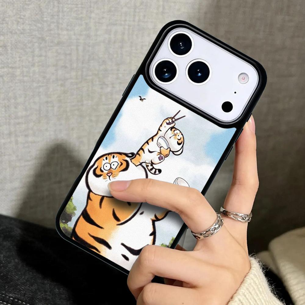 Capa Case for iPhone 17 Air 16 Pro Max 15 Plus 11 13 Mini 14 12 Back Phone Cover Cartoon Fat Tiger