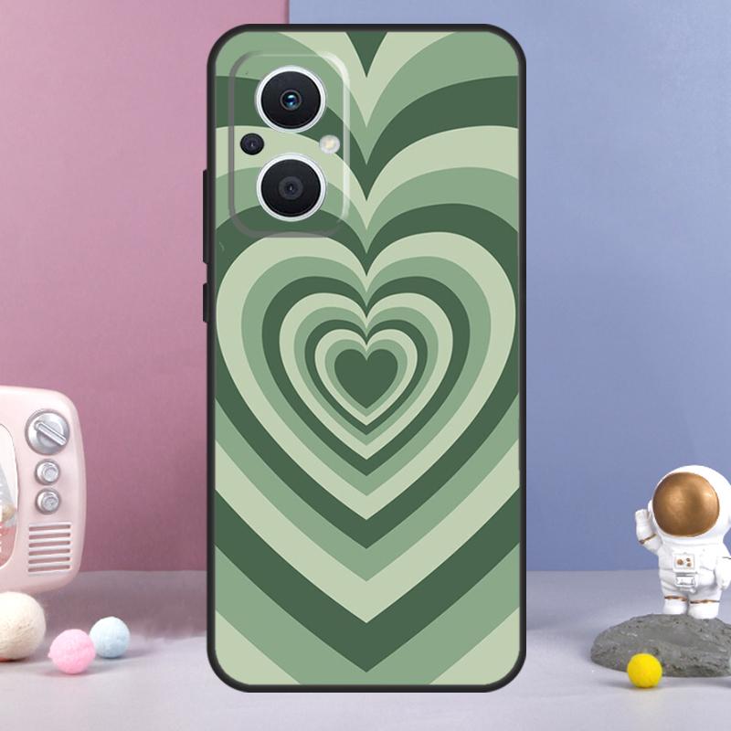 Шалфейно-зеленый Кофе Любовь Сердце Латте Чехол Для OPPO Reno 12 F 11F 13F 14F 10 11 13 14 Pro 7 8 Lite OPPO Find X9 X6 X5 X8 Pro Чехол