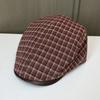 Vintage plaid leather along the forward hat spring and summer thin literary and art newspaper children's hat women show face small cap