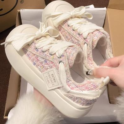 Мода 2025Женские массивные парусиновые туфли Летние кроссовки на шнуровке на платформе Дышащие кроссовки Ретро мода Теннисные туфли для скейтборда Zapatos De Mujer