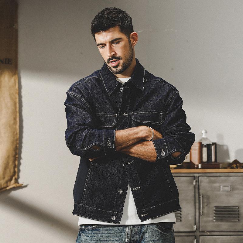 Jay Leno American Classic Active Dye Non-Fading Denim Jacket Men'S Loose Trend Handsome Tooling Jacket
