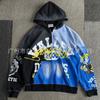 Premium Streetwear Hoodie With Rhinestone Embellishment Oversized Zip-Up Sweatshirt Men Cotton Blend Loose Fit