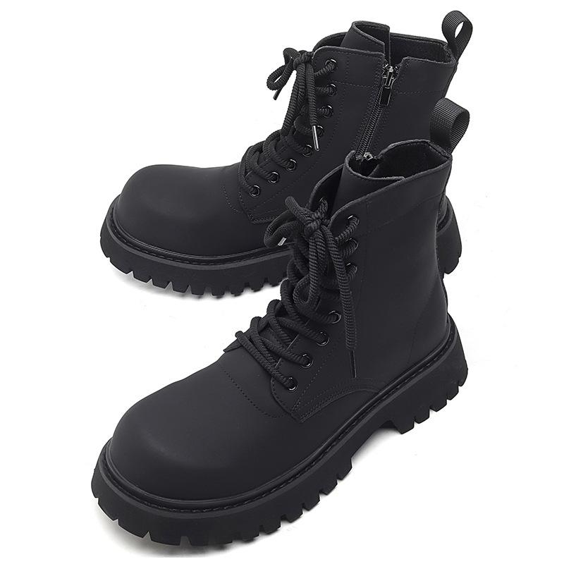 Высокие кожаные ботинки Мартин мужские в британском стиле 2024 новые ботинки-локомотивы увеличивающие рост кожаные ботинки 32058-J