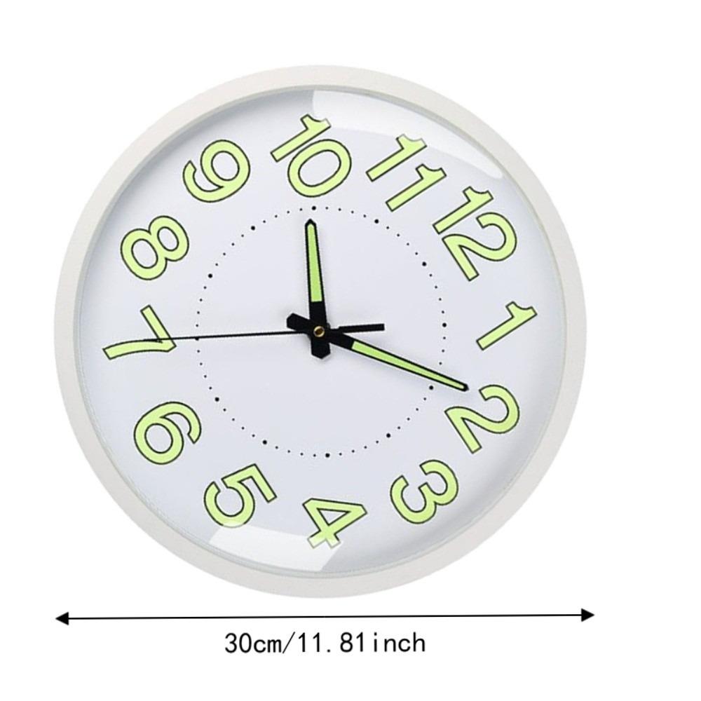Plastic Frame Silent Quartz Clock 30cm Diameter Non-Ticking Clock Wall Mounted Clock Night Use
