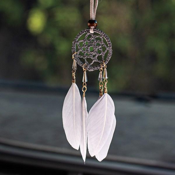 Cabijou Car Mini Dream Catcher, Gray, 1 piece,Korean Car Acc