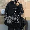 Мужское осеннее худи с принтом пламени, капюшоном, длинными рукавами, мягкое, теплое, свободного кроя, в стиле хип-хоп, зимнее худи для школы