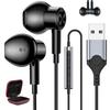 MACLE USB Проводные Наушники с Микрофоном для Магнитных Звонков Звук HIFI Громкость Совместимы с USB Surface и Включают Хранение Черный ПК/Компьютер, Дизайн,
