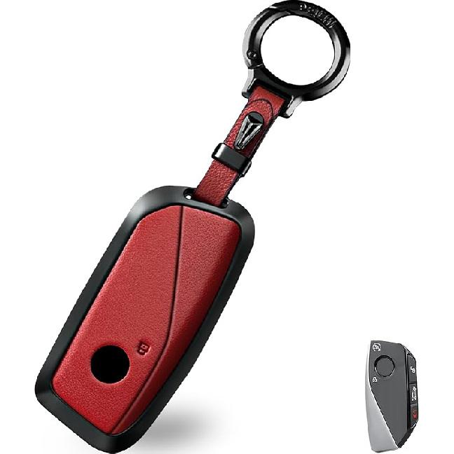 OLLEN Metal Key Fob Cover, Fit For BMW 2024 2025 2026 New 5/7 Series 740I 760I X1 X2 X3 X5 X6 X7 XM I5 I7 IX IX3 Etc, Full Protection Key Case With