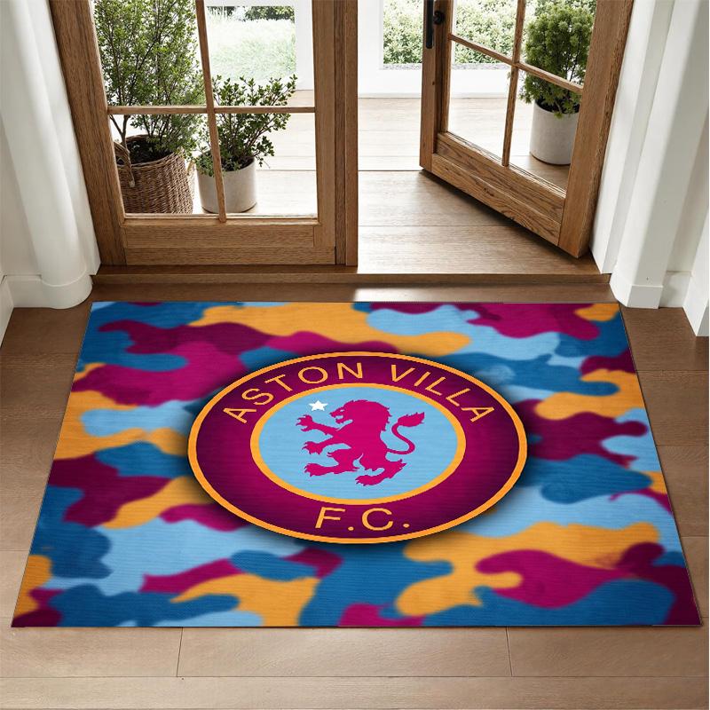 Aston Villa Football Design Crystal Velvet Rug Soft Decorative Mat for Bedroom Entrance