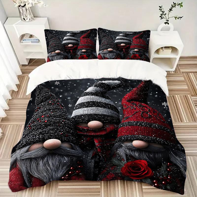 3Pcs Winter Gnome Trio Bedding Sets For All Sizes New 3D Printed Bed Cover Comforter Duvet Cover Pillowcase Bedroom Decoration