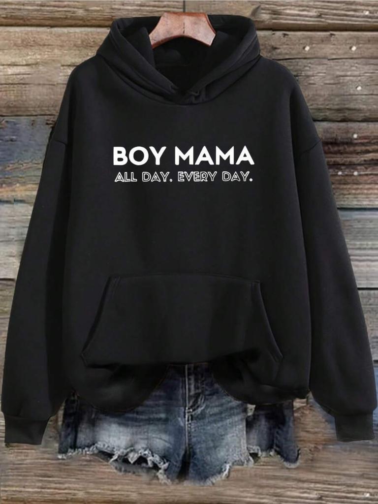 Cozy Letter Print Hoodie for Women Casual Drawstring Pullover with Pockets Perfect for Fall& Winter Women's Oversized Hoodie Casua