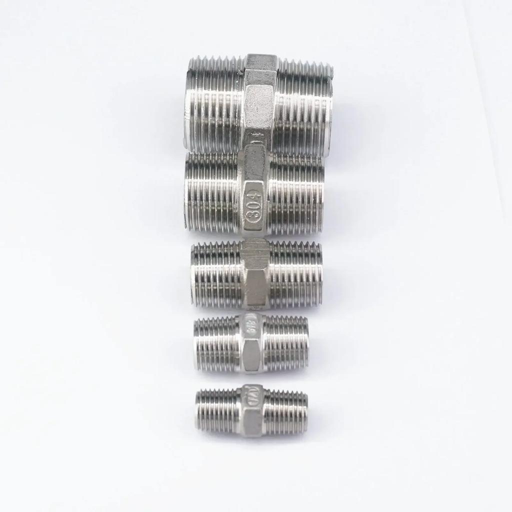 1/8" 1/4" 3/8" 1/2" 3/4" 1" 1-1/4" 1-1/2" 2" BSP Наружный Равнопроходной Шестигранный Трубопроводный Фитинг-Соединитель из Нержавеющей Стали 304