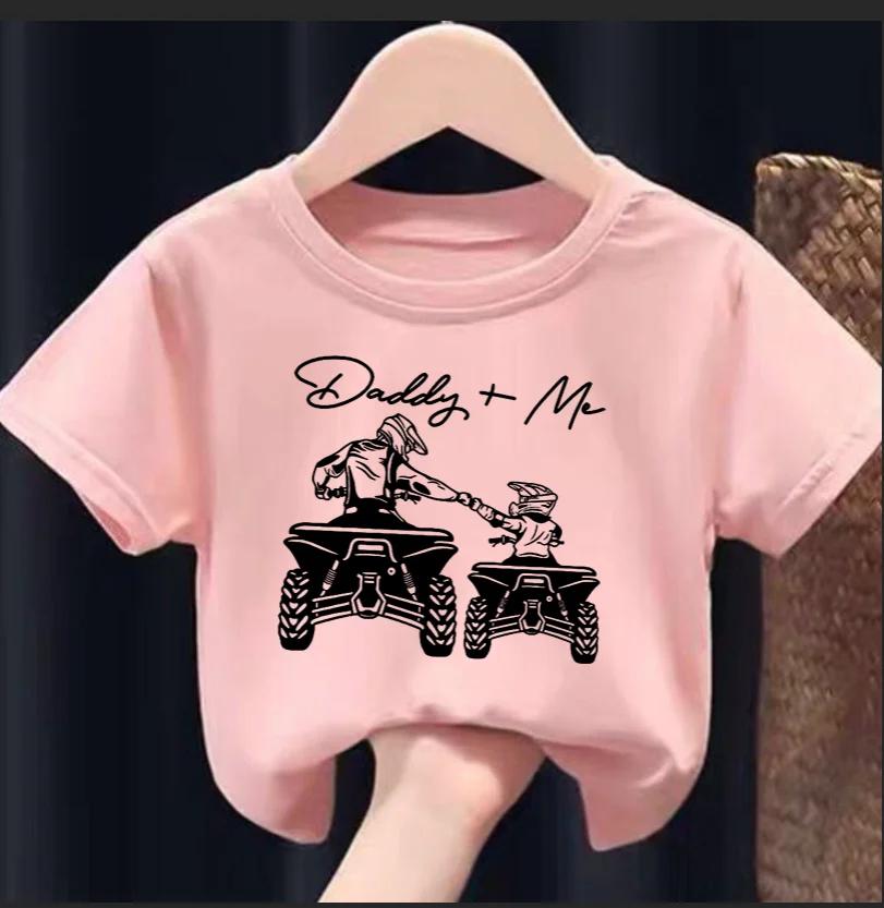 Boy DadMe riding motorcycle pattern summer childrens casual soft and comfortable short sleeved Tshirt