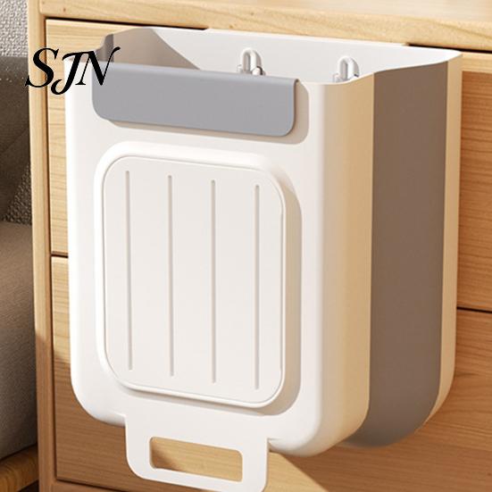 Hanging Kitchen Waste Bin Cabinet Mounted Trash Bin, Compact Garbage Can, Foldable Under Sink Basket Space Saving Container for Bathroom Office