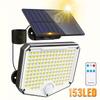 Outdoor Solar Flood Light 153 LED Solar Outdoor Wall Light with Adjustable Angle for Porch Patio Garage Camping Lights