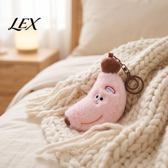 Banana Shape Backpack Accessory Cute Plush Keychain, Soft Stuffed Fruit Pendant Bag Charm with Embroidered Face, Cartoon for Polyester Plushie