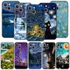 Retro Van Gogh Oil Painting Luxury Phone Case For iPhone 15 13 14 12 11 Pro MAX XR X SE XS 7 8 Plus Soft Black Protection Cover