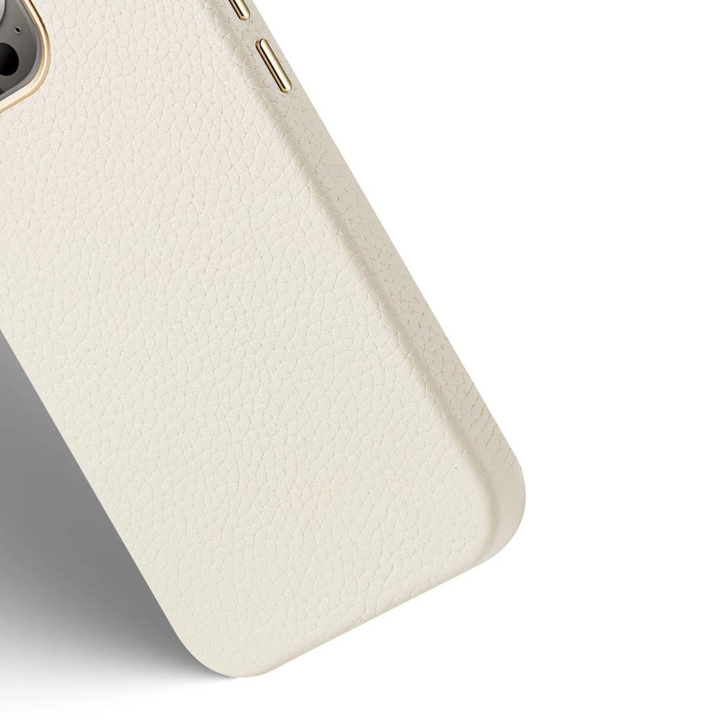 Dux Ducis Roma Leather Case For Iphone 13 Pro Max Elegant Cover Made Of Natural Leather White