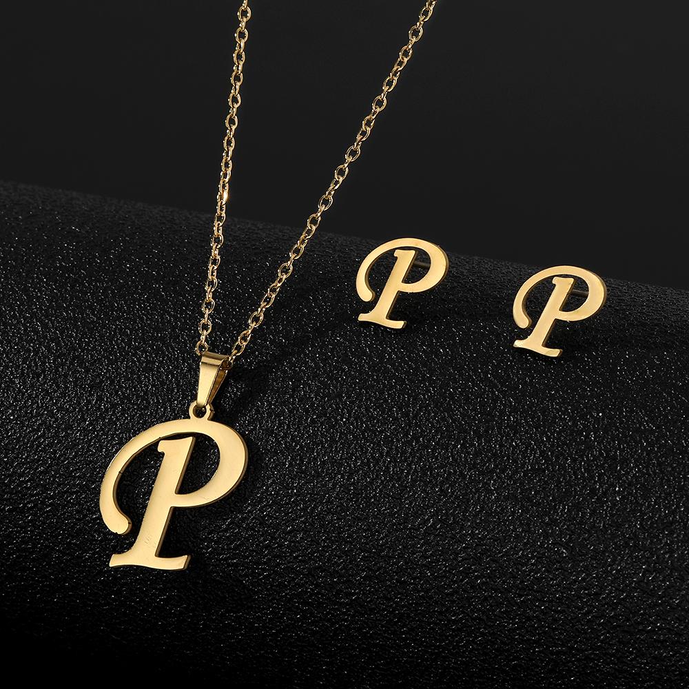 2023 Новые студенческие серьги, милые роскошные серьги-ожерелья, набор серег с буквами AZ, ожерелье, серьги, набор украшений, комплект из трех частей, серьги