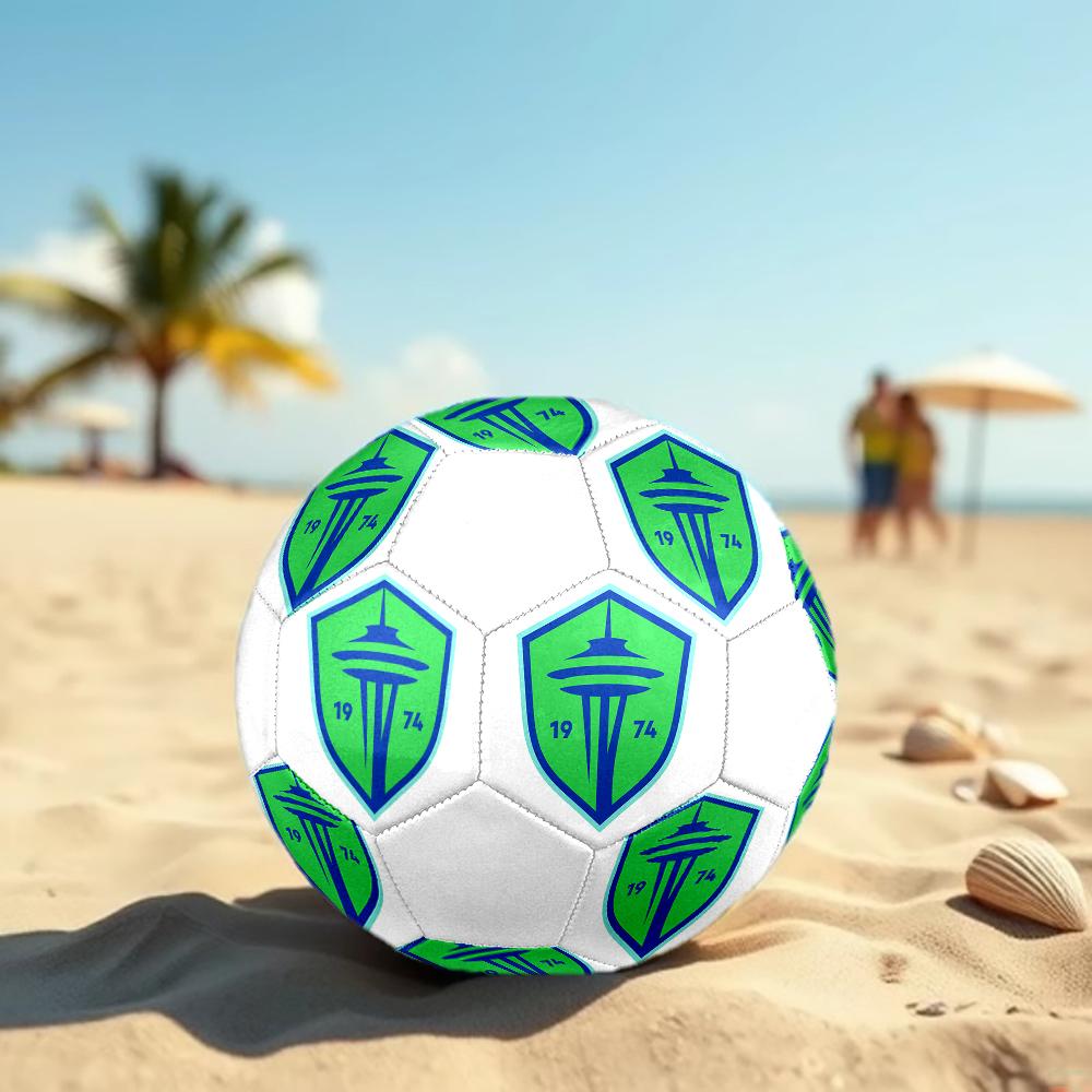 FC Seattle Sounders Soccer Ball, colorful, suitable for all ages, machine-stitched, PVC material, competition grade, durable and high bounce