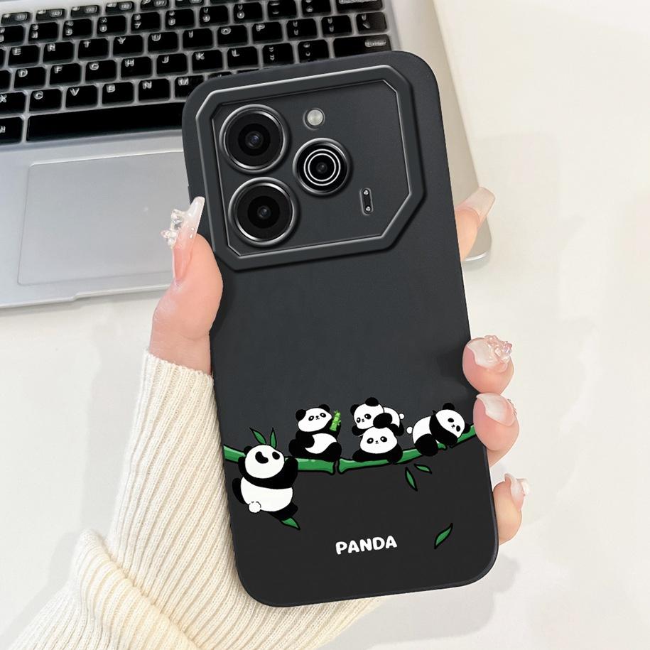 For Tecno Pova 6 Pro 5G 2024 Case LI9 Camera Lens Protective Cover Cute Panda Cartoon Soft Bumper For Tecno Pova 6 Pova6 5G Capa