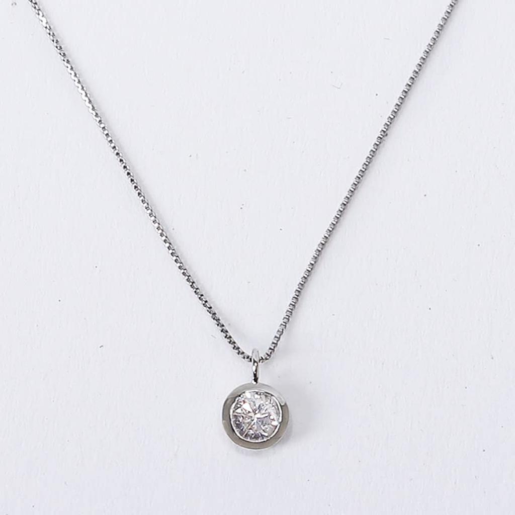 Бриллиантовое ожерелье Платиновая цепочка Бриллиантовое ожерелье с подвеской карат 18K Коробка Милая лента [Atelier Rametto] 0,5 (Платина, 0,2)