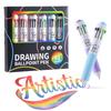6Pcs/Set Multi-Function Colored Pens 10-in-1 Multicolor Pens  for Painting Study Marking