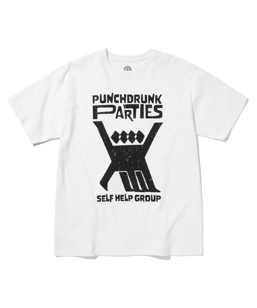 PUNCH DRUNK PARTIES Футболка с марширующими людьми (белый)