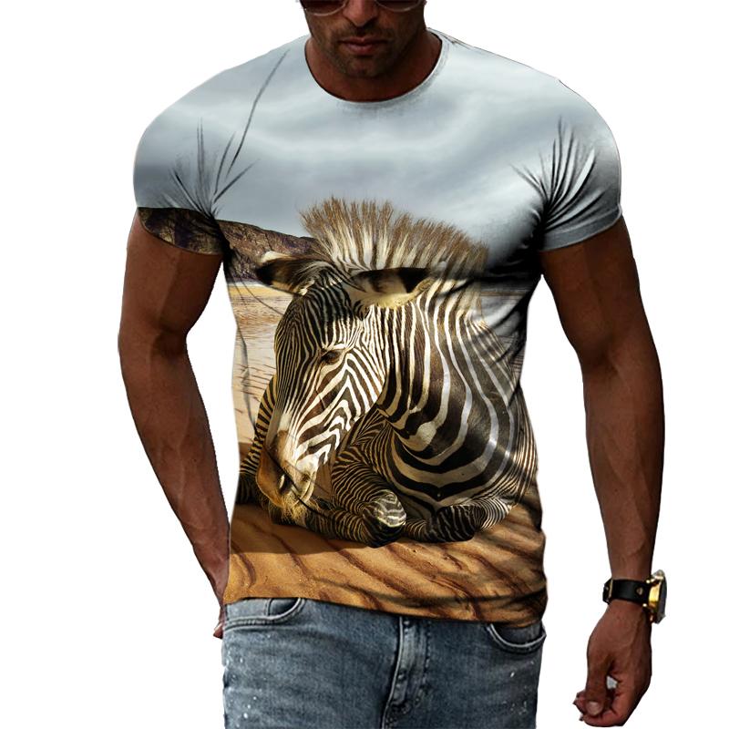 Летняя мужская оригинальная футболка с принтом зебры и 3D модными повседневными индивидуальными футболками с круглым вырезом и рисунком, футболки в стиле Харадзюку в стиле хип-хоп