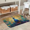 1PC Peacock Feather Kitchen Rug Non-Slip Door Mat Pop design Bathroom Rug Bath Mat Carpet for Home Sink Laundry ecoreeree