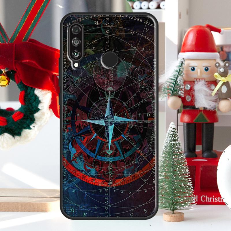 World Map Compass Nautical Case For Huawei Honor 50 70 X7 X8 X9 P50 P30 Pro P20 P40 Lite Nova 9 P Smart 2019 Cover