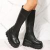 Fashion Women's Long Boots 2025 Autumn Winter New Thick Bottom Punk Style Knee High Boots for Women Black Wedges High Heels Gothic Botas