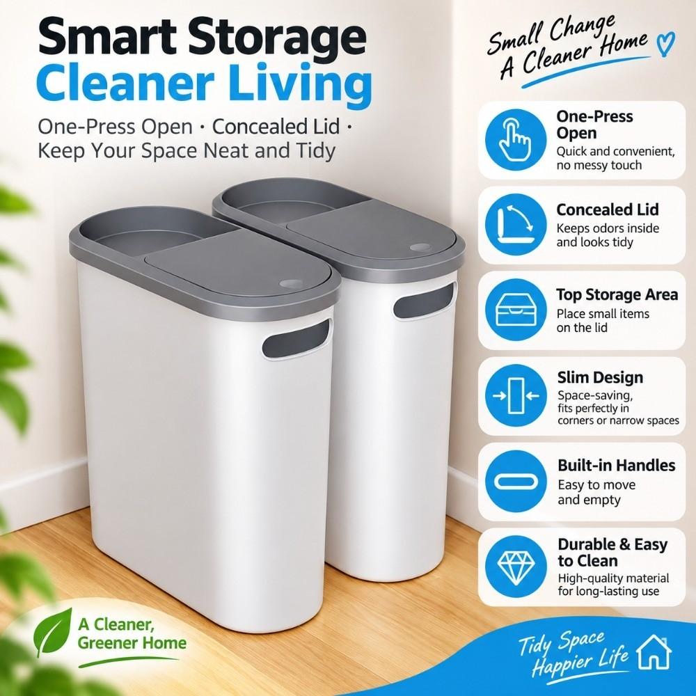 with Lid Bathroom Garbage Bin Slim Narrow Gap Living Room Dustbin 10L Home Trash Can Space Saving