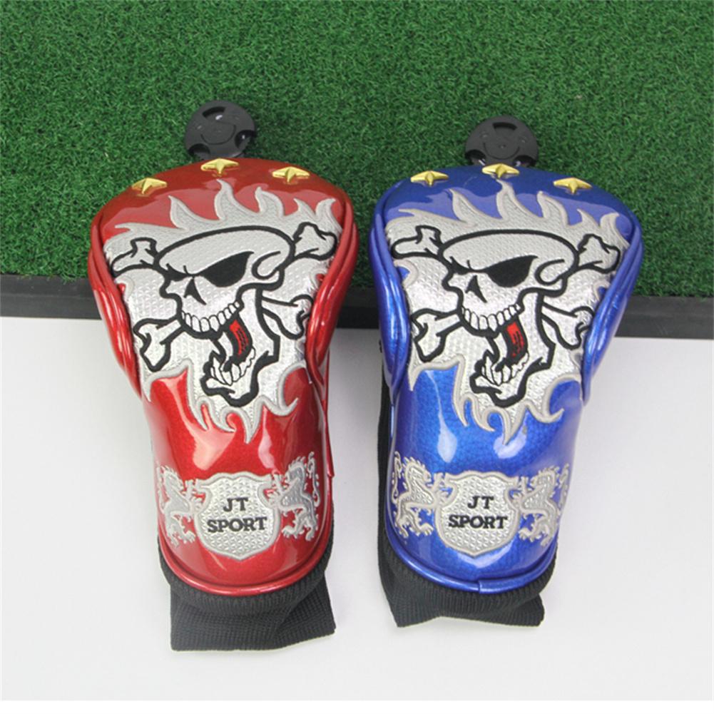 1 Set Pu Golf-sports Wood Club Head Cover Skull Pattern Exquisite Cue Cap Cover With Exquisite Embroidery Craftsmanship Cover